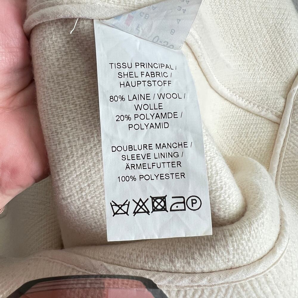 Saint James Toggle Wool Coat Heavy Cream Ivory Hooded Jacket Women's 4 France 36 - Picture 9 of 10